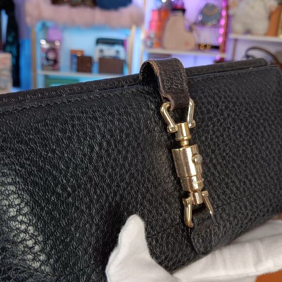 Gucci Jackie 1961 Black Pebble Leather Large Size Wallet - Picture 6 of 13